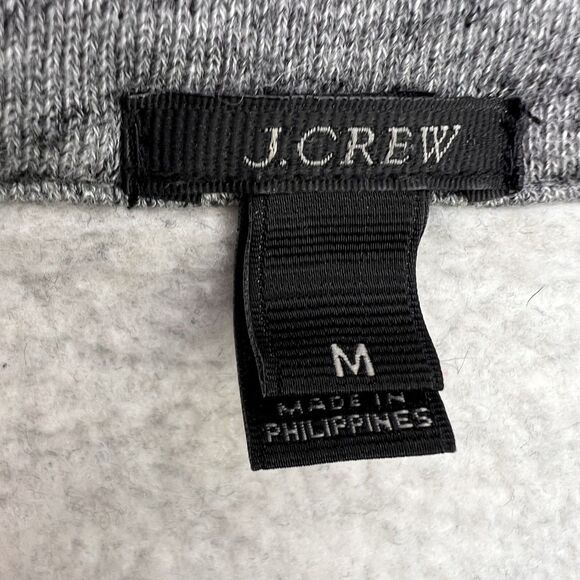 J. Crew Zip Up Hoodie Size Medium Gray Sherpa Lined Track Stripe Jacket Style - Picture 6 of 7